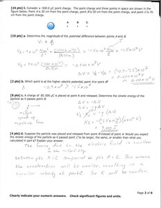 Electric potential diagram with points A, B, C
