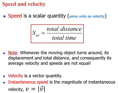 Speed and velocity