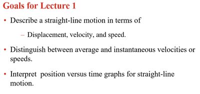 Goals for Lecture 1