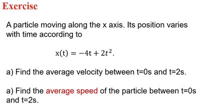 Exercise: average velocity and speed from position function