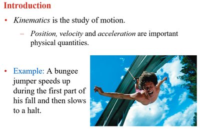 Introduction to Kinematics with bungee jumper example