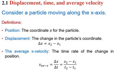 Displacement, time, and average velocity