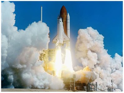Rocket launch illustrating action-reaction forces