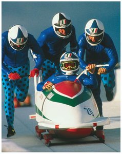 Bobsled team demonstrating force and acceleration