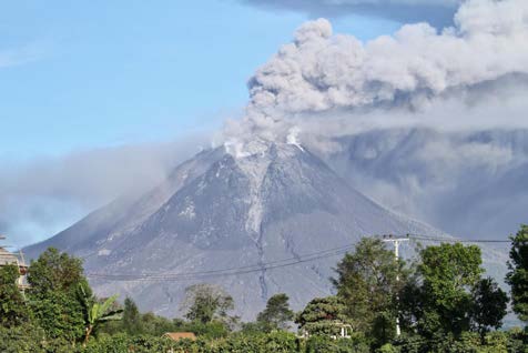 Active volcano emitting gases