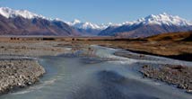 Braided river system in New Zealand