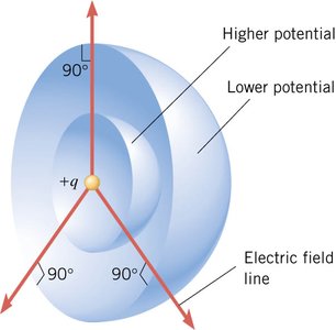 Electric field lines perpendicular to equipotential surfaces