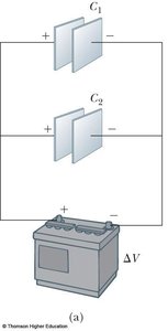 Parallel connection of capacitors