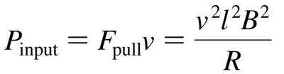 Equation for power input in motional EMF