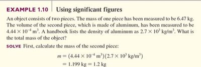 Example 1.10: Using significant figures