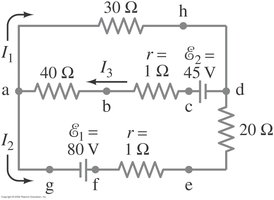 Multi-loop circuit for Kirchhoff's rules