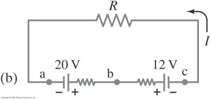 Batteries in series, opposite direction