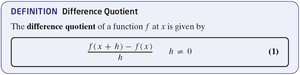 Definition of the difference quotient
