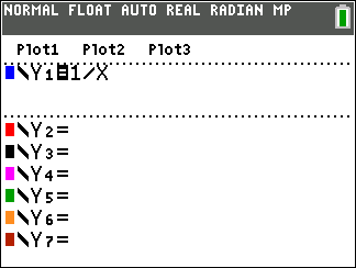 Calculator entry for 1/x