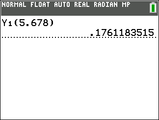 Calculator output for 1/x at x=5.678
