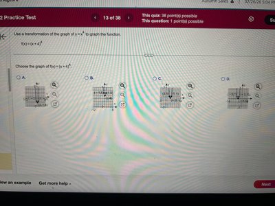 Graph choices for horizontal shift of quartic