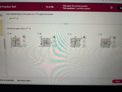 Graph choices for vertical shift of quadratic