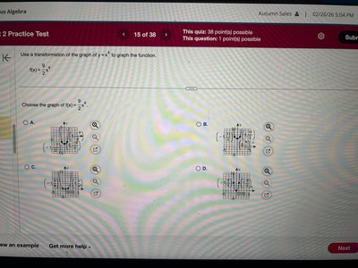 Graph choices for vertical stretch of reciprocal function