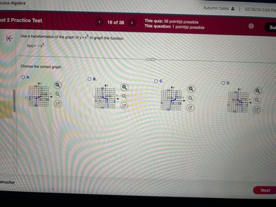 Graph choices for reflection of cubic function