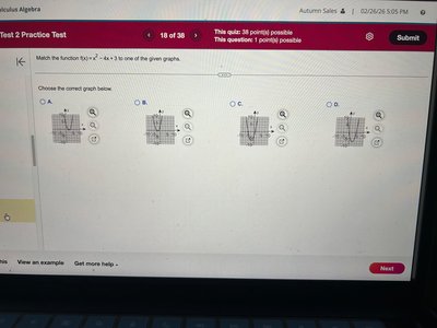 Graph choices for quadratic function