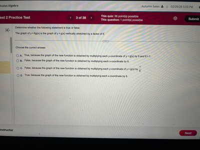 True/false question about vertical stretch