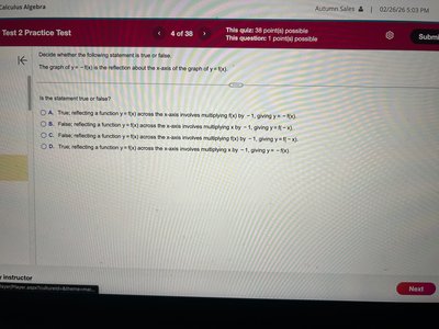 True/false question about reflection