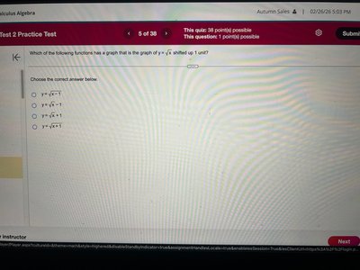 Multiple choice about vertical shift of square root function