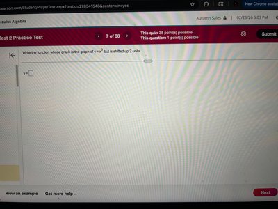 Write function for upward shift of quadratic