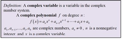 Definition of complex variable and complex polynomial