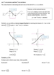 Graph of y = cos x and y = arccos x