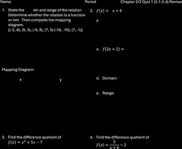 Worksheet with mapping diagram