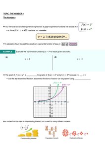 Definition and graph of the exponential function with base e