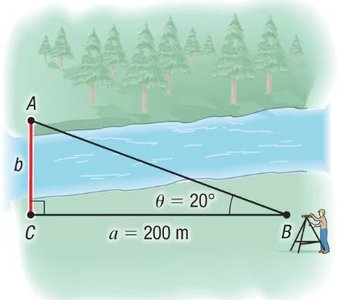Surveying across a river using trigonometry