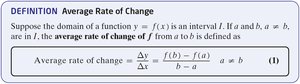 Definition and formula for average rate of change
