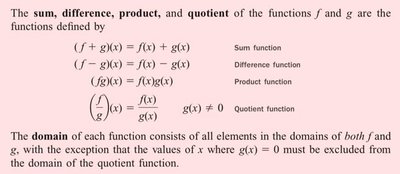 Sum, difference, product, and quotient of functions