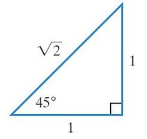 45-45-90 triangle with sides 1, 1, and sqrt(2)