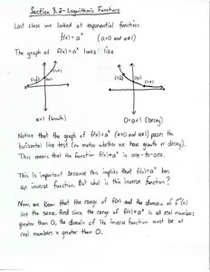 Graphs of exponential functions for a>1 and 0<a<1