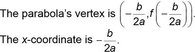 Vertex formula for quadratic functions
