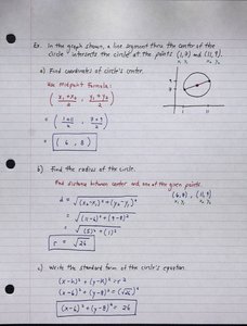 Finding the center and radius of a circle and writing its equation