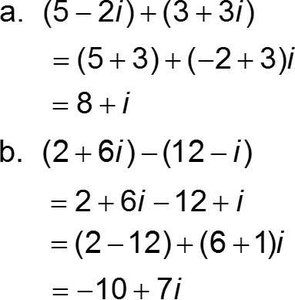 Example of adding and subtracting complex numbers