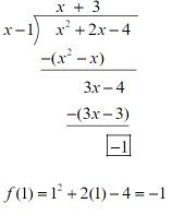 Synthetic division example and remainder theorem