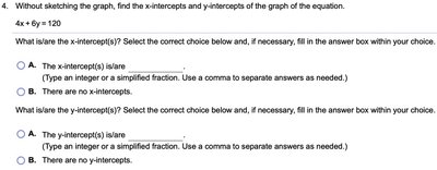 Finding intercepts for a linear equation
