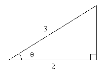 Right triangle with sides 2, 3, and unknown height, angle theta at one vertex