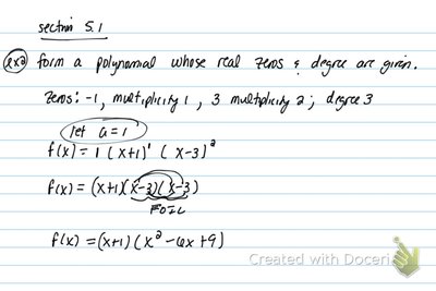 Forming a polynomial from given zeros