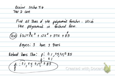 Finding rational and complex zeros of a cubic polynomial