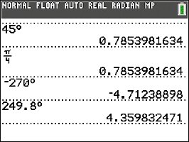 Calculator Degree to Radian Conversion