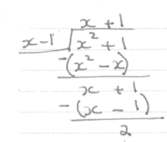 Polynomial division for slant asymptote y=x+1