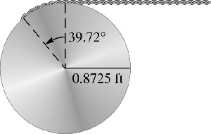 Rope wound around a drum with given angle and radius