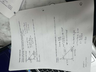 Right triangle with sides labeled and angle θ