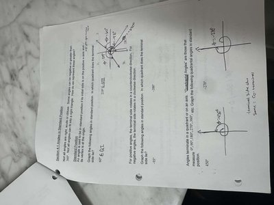 Angles in different quadrants on the unit circle